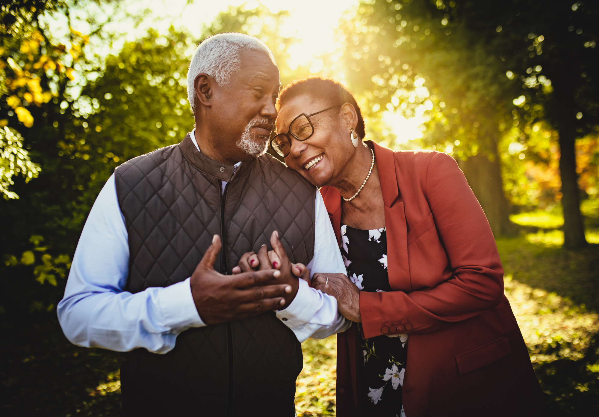 A senior couple together outdoors